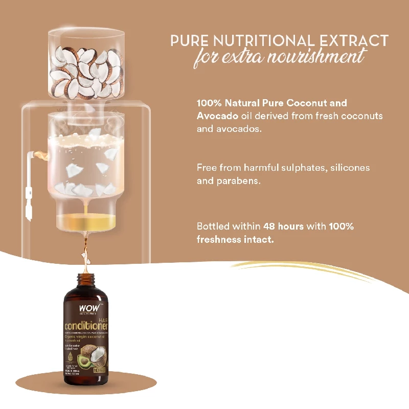 WOW Skin Science Coconut & Avocado Oil No Parabens & Sulphate Hair Conditioner, 300 ml-4.webp